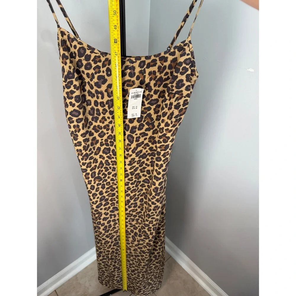 Abercrombie & Fitch Maxi Dress Womens Large Brown Leopard Slip Boho Festival y2k